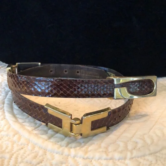 Cartier | Accessories | Vintage Cartier Brown Snakeskin Gold 